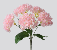 Bunga Hydrangea Sutra Realistis dengan Daun Hijau - Dekorasi Pernikahan & Hotel Bergaya Modern Sentuhan Alami Tahan Lama