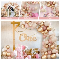 Kit de guirlandes et arches de ballons en latex blanc, or rose et rose poudré pour décorations d'anniversaire, enterrement de vie de jeune fille, fête prénuptiale, mariage et Saint-Valentin