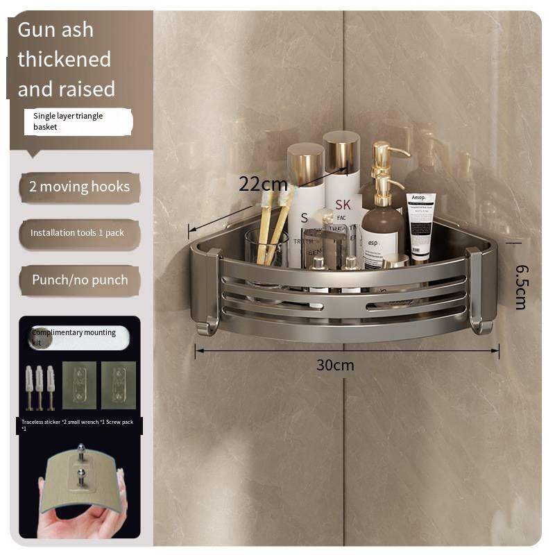 ตะกร้าสามเหลี่ยมหนาสีเงินและยกขึ้น