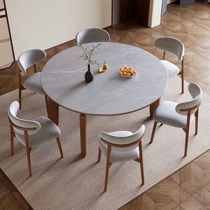 Bắc Âu Sang Trọng Phong Cách Hiện Đại Mở rộng Có Thể Gập Lại Vòng Bằng Đá Cẩm Thạch Rắn Gỗ Bàn Ăn Ghế Đặt 4 6 Chỗ Ngồi Đồ Nội Thất Cổ Điển <span class=keywords><strong>2025</strong></span> - Product Image 6