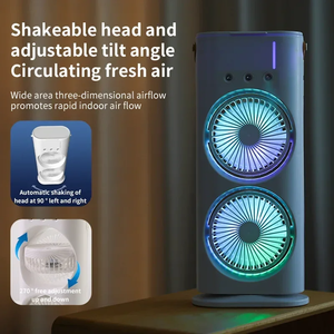 Desktop Remote Control <strong>Head</strong> Three-speed <strong>Fan</strong> Dual-<strong>head</strong> Three-hole Ice Mist Small <strong>Fan</strong> Charging Remote Control Silent <strong>Fan</strong> - Product Image 5