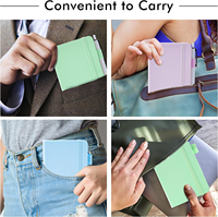 Mini Cute Pocket Notebook A6 Größe College Lined 3 schwarze Stifte Pastellfarben-Hellblau Licht Lila Hellgrün Hardcover für