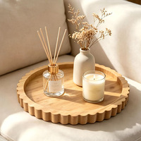 Houten schaal met gegolfde rand, op maat gemaakt logo, voor cake, snacks, gedroogd fruit, decoratief voor de woonkamer, kaarsenhouder.