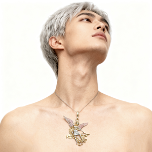 Großhandel religiöser Schmuck Cadena Men Classic Fashion Heiß verkaufte San Miguel 14 Karat vergoldet St. Michael Anhänger katholisch - Product Image 4