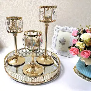 Хит продаж, золотой подсвечник диаметром 9 см, Свадебный обеденный стол, украшение, хрустальный подсвечник
