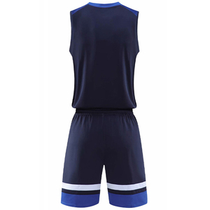 Conjunto de Uniforme de Baloncesto Azul Marino para Hombre, Camiseta sin Mangas y Pantalones Cortos con Ribete Blanco y Azul Rey, Poliéster Transpirable - Product Image 2