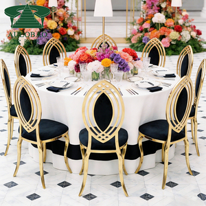 Sillas con respaldo ovalado de acero inoxidable dorado elegante para banquetes, comedor, uso en hoteles al aire libre - Product Image 1
