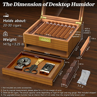 Boîte à cigares en bois artisanale, humidor avec hygromètre et humidificateur, boîte à cigares en bois