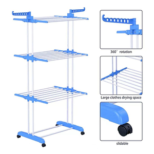 SANIPRO Tendedero <span class=keywords><strong>de</strong></span> <span class=keywords><strong>Ropa</strong></span> Barato, Doble Barra, Plegable, Telescópico, Tipo Ala, con Estantes para Zapatos - Product Image 2