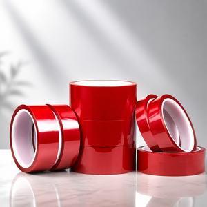 Nastro Adesivo in Silicone Monofacciale PET con Liner Rosso, Design Spesso Nero ad Alta Spugnatura per Targhette, Resistente al Calore, per Mascheratura - Product Image 2