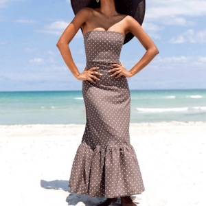 Nuevo Vestido de Playa para Mujer, de Alta Calidad, Dulce y Elegante, sin Tirantes, 100% Algodón, Estilo Sirena - Product Image 1