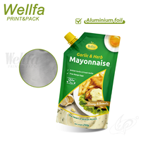 Sachet Doypack OEM d'usine 250g avec bec verseur pour sauces liquides, qualité alimentaire, en Mylar et feuille d'aluminium, pour recharge de mayonnaise et vinaigrette