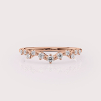 Anillo de Boda con Corona de Diamantes Cultivados en Laboratorio con Certificación IGI, Oro Rosa/Blanco y Amarillo de 18K, Banda de Tiara Curva con Diamantes