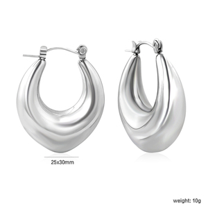 Pendientes de Aro Geométricos, Chapados en Oro de 18K, Acero Inoxidable, Impermeables y Antialérgicos, Estilo Clásico, Joyería de Moda - Product Image 3