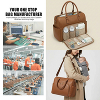 cuir véritable maman fourre-tout grande capacité bébé organisateur sacs avec poche pour bouteille voyage maternité OEM fabricant