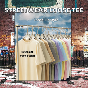 T-shirts pour hommes en coton/élasthanne respirant de 200 grammes, style streetwear personnalisé, coupe ample, imprimé, coupe carrée - Product Image 2