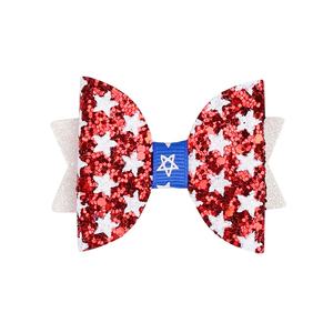 Nouvelles Épingles à Cheveux pour Enfants Thème Fête de l'Indépendance Américaine, Accessoires de Mode avec Nœud Papillon Scintillant Étoile à Cinq Branches Drapeau Américain - Product Image 3