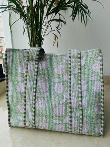 Eco-Friendly Organic Cotton Hand Block Printed Shopping Bag Reusable Shoulder Tote Factory Price - Product Image 5