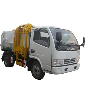 Newest price wholesale Dongfeng light duty small size side load trash bin garbage truck for sale from China factory