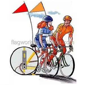 Bandeiras de segurança personalizadas para bicicletas, bandeira de segurança popular de alta qualidade com altura ajustável e poste de fibra de vidro