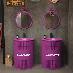 Mobile Bagno Industriale <span class=keywords><strong>Vintage</strong></span> in Metallo a Barile, Lavabo Retrò a Forma di Fusto <span class=keywords><strong>con</strong></span> <span class=keywords><strong>Specchio</strong></span> per Uso Commerciale - Product Image 4