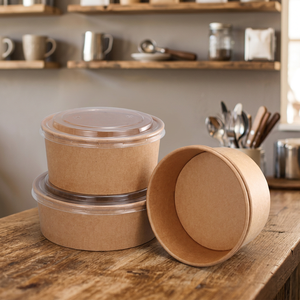Tazones de Papel Kraft de Grado Alimenticio, Recipientes Desechables Biodegradables para Ensaladas, Sopas, Arroz, Fideos, Comida para Llevar y Catering - Product Image 2