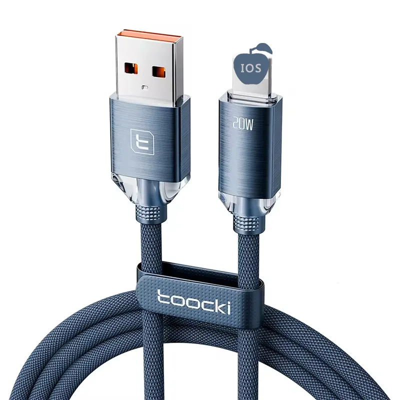 Toocki kabel Data pengisian daya cepat, kabel USB A ke L iPhone kualitas tinggi untuk iPhone