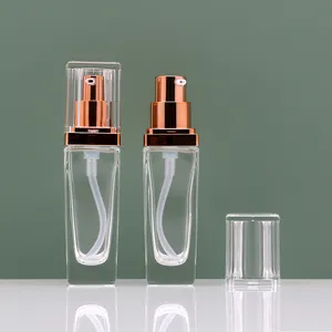 UVポンプ30ml50mlハイエンドアクリルキャップガラスローションボトルエッセンシャルオイルとプレーンの保湿水用の包装容器