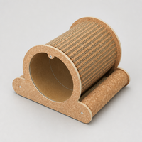 Rascador para Gatos de Corcho en Forma de Túnel, Superficie de Rascado Corrugada, Paneles Laterales de Corcho Natural con Patas de Gato, 340 x 290 x 255 mm