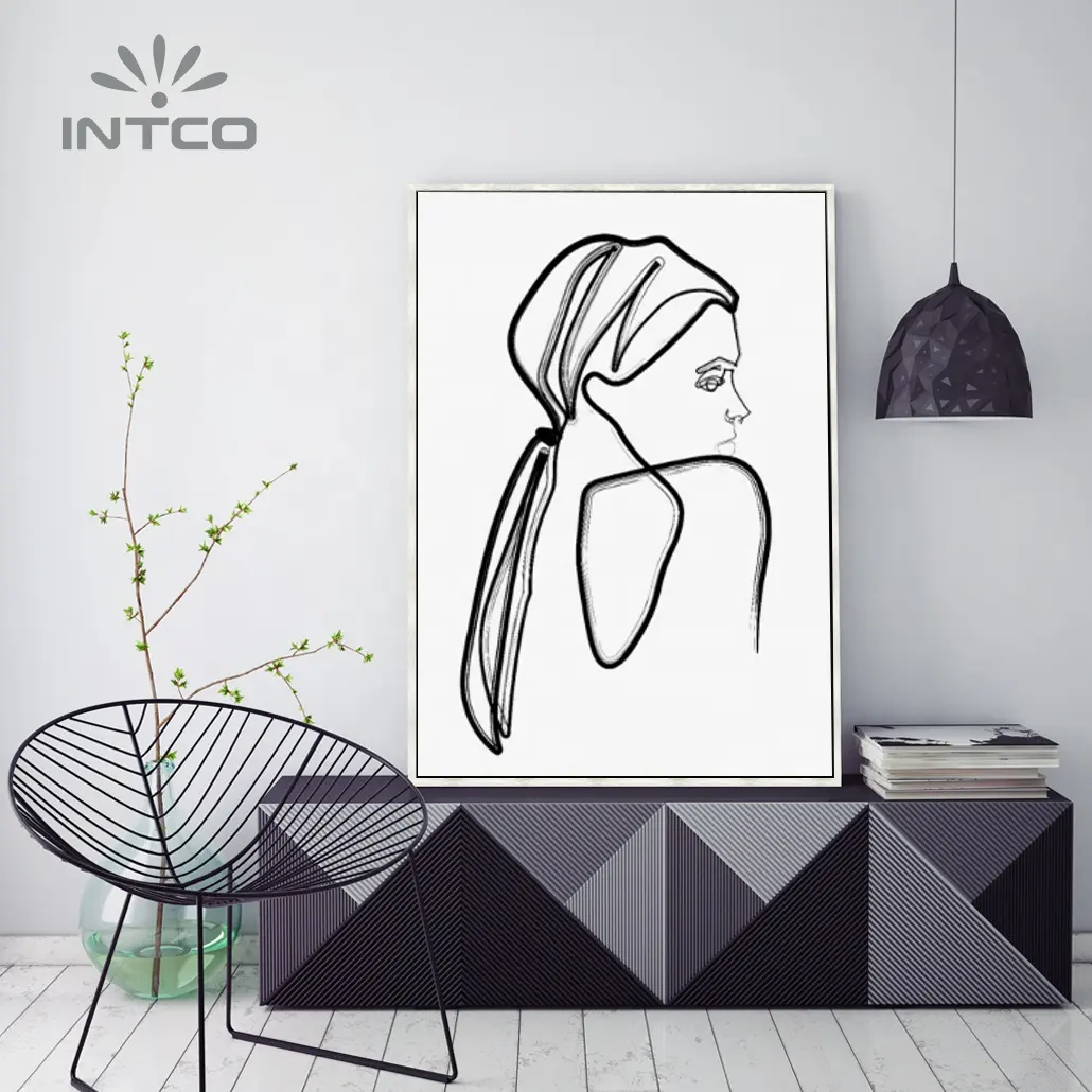 INTCO Barang Baru Kanvas Berbingkai Seni Dinding Wanita Klasik