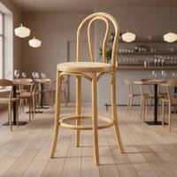 Tabouret de bar haut design en rotin tressé pour cuisine, jardin et extérieur, en bois, pour comptoir de salle à manger