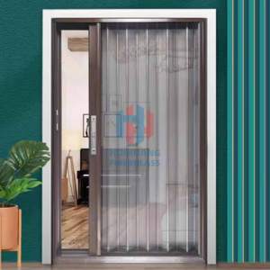 Anti-Theft Diamond Mesh Folding <strong>Screen</strong> <strong>Door</strong>: Stainless Steel Invisible Sliding <strong>Door</strong> with Lock for Mosquito and Cat Prevention - Product Image 4