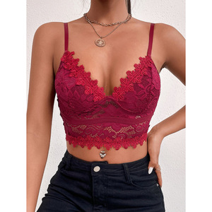 2024 été doux Floral Corset <span class=keywords><strong>gilet</strong></span> bureau dame <span class=keywords><strong>plage</strong></span> Style sans manches Blouse femmes Vintage <span class=keywords><strong>dentelle</strong></span> mince haut court mode coréenne - Product Image 5