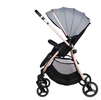 Poussette bébé rose luxueuse XCD XCD-S600 2-en-1, cadre en alliage d'aluminium, pliable, multifonctionnelle, système de voyage, landau à cinq points