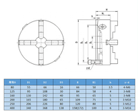 Mandrin de tour auto-centrant à 4 mors K12 160 mm pour le maintien de pièces cylindriques de précision sur tour CNC