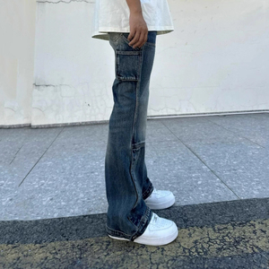 Di alta qualità 100% cotone OEM Streetwear ampio stile Vintage con lavaggio acido colore larghi e lavati <span class=keywords><strong>Jeans</strong></span> dritti da <span class=keywords><strong>uomo</strong></span> - Product Image 2