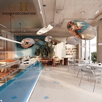 Mostrador de Café Personalizado con Vidrio Laminado, Iluminación y Exhibición de Dulces, Mostrador de Acero Inoxidable para Cafetería