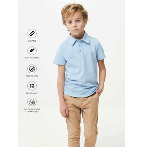 Camiseta Premium para Niños con Cuello Polo, 240 g/m², Tejido Grueso, Suave y Transpirable, Cómoda, Elegante y Casual para Uso Diario - Product Image 3