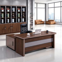 Bureau de direction de luxe en forme de L, table de patron en bois avec armoire latérale pour la salle du PDG ou du directeur
