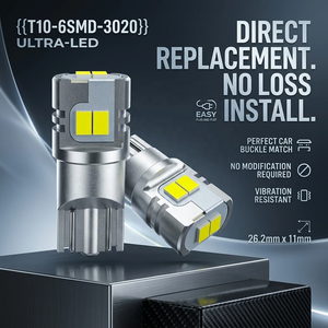 Nueva Luz de Posición LED TH <span class=keywords><strong>Howie</strong></span> T10, Faro Delantero T10-6SMD-3020 1.9W 12-24V CanBus, Reemplazo para Luces de Matrícula e Instrumentos, 6000K - Product Image 2