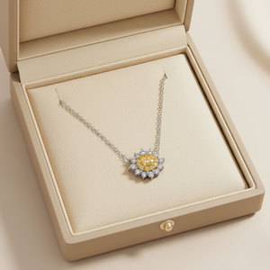 Proveedor de Hong Kong de joyería fina de lujo, collar con colgante de diamante amarillo natural auténtico en oro sólido de 18 quilates para dama - Product Image 5