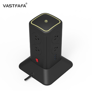 Vastfafa - سلك تمديد برجي منزلي, 8 مآخذ تيار متردد، 6 منافذ USB، شريط طاقة واقي من زيادة التيار الرأسي - Product Image 5