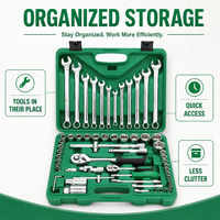 Ensemble d'outils de réparation automobile de 61 pièces, 6,3 x 12,5 mm, avec clé à douille et mallette rigide, pour les interventions d'urgence sur la route et l'utilisation en usine