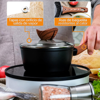 Ensemble de casseroles profondes en aluminium forgé pour la cuisine à domicile, durable, sans danger pour les aliments, compatible avec les cuisinières à gaz et à induction