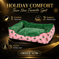 Coussin carré pour animaux de compagnie en peluche de Noël, coussin amovible et lavable pour chats et chiens