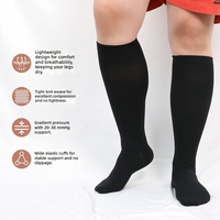 Chaussettes de compression grande taille en gros, promotionnelles, antibactériennes, en nylon, avec soutien large pour le mollet, hauteur genou, 15-20 mmHg, unisexe, taille S