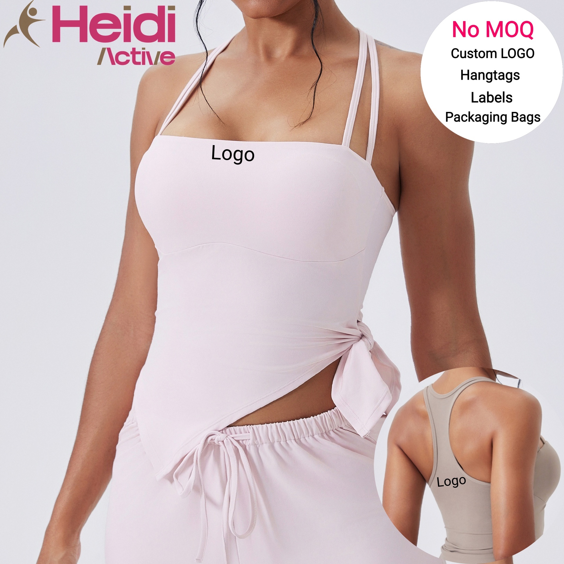 New Design Workout Clothes Irregular Sports Vest Nude Sense Double Strap Bow Knot Yoga Tank Top for Pilates