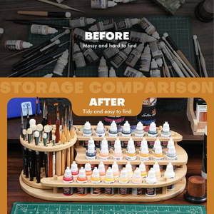 Wooden storage rack, simple paintbrush holder, solid wood perforated paintbrush holder, tiered paint bottle storage rack - Product Image 3