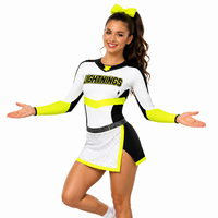 Ensemble haut et jupe de cheerleading personnalisé avec logo en strass, manches longues, pour femmes et filles, pour les équipes de compétition