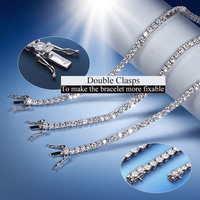 Chaîne et bracelet tennis en moissanite en argent sterling 925 de 2 mm, 3 mm, 4 mm, 5 mm, 6,5 mm, bijoux hip-hop populaires pour hommes et femmes